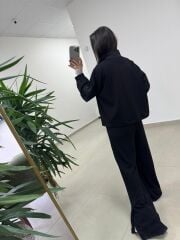 Ml 35021 Paraşut - Modal Fermuarlı Siyah Takım