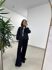 Ml 35021 Paraşut - Modal Fermuarlı Siyah Takım