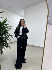 Ml 35021 Paraşut - Modal Fermuarlı Siyah Takım