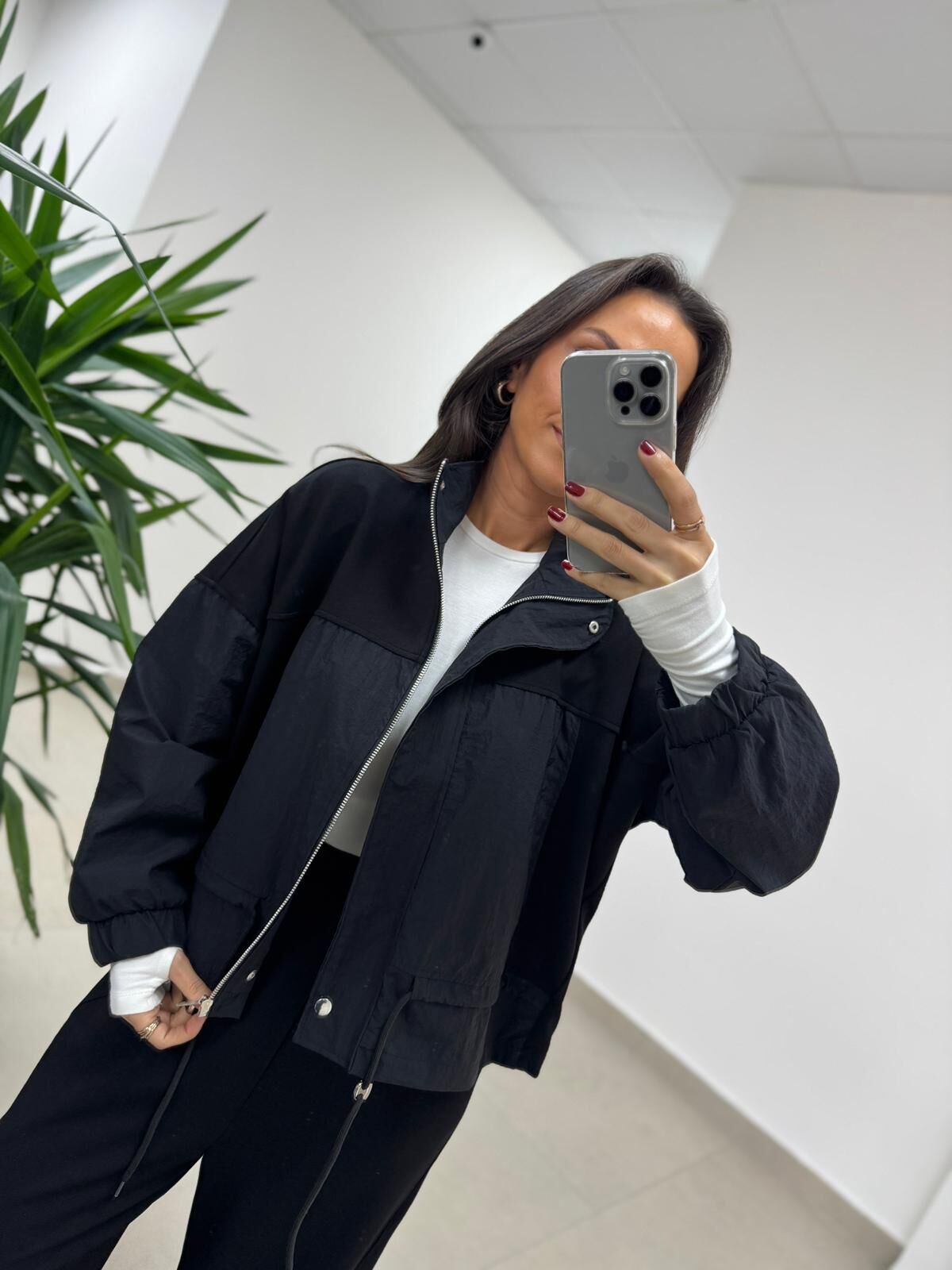 Ml 35021 Paraşut - Modal Fermuarlı Siyah Takım