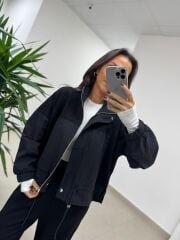 Ml 35021 Paraşut - Modal Fermuarlı Siyah Takım