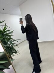 Ml 35021 Paraşut - Modal Fermuarlı Siyah Takım