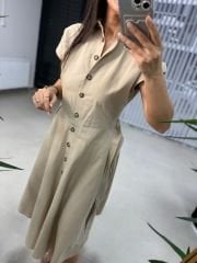 Ms Tensel Vizon Düğmeli Gömlek Elbise