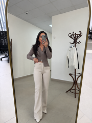 Po 2653 Çift Fermuarlı Polo Yaka Vizon Triko