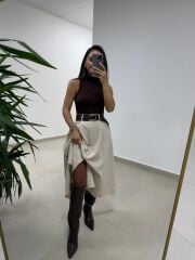 Np 1000 A.Kahve Marka Model Kemerli Elbise