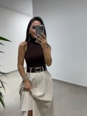 Np 1000 A.Kahve Marka Model Kemerli Elbise