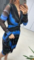 Saks Siyah Düğümlü Elbise