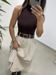 Np 1000 A.Kahve Marka Model Kemerli Elbise