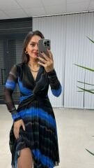 Saks Siyah Düğümlü Elbise
