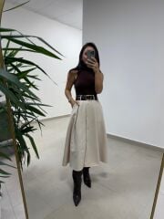 Np 1000 A.Kahve Marka Model Kemerli Elbise