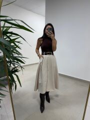 Np 1000 A.Kahve Marka Model Kemerli Elbise