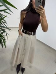 Np 1000 A.Kahve Marka Model Kemerli Elbise