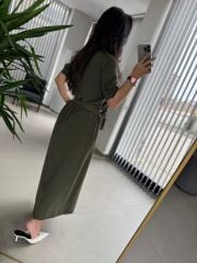 Cr 1005 Haki Kısa Kol Gömlek Elbise