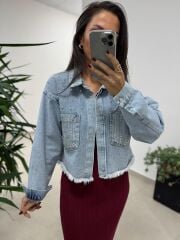 Spt 3645 Taşlı Detaylı Denim Ceket