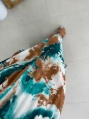 My 3154 Yeşil Kahve Geçişlşli Elbise