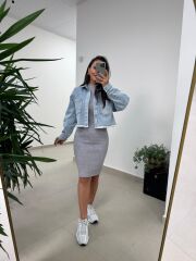 Spt 3645 Taşlı Detaylı Denim Ceket