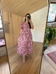 Zr hakim yaka pembe geçişli viskon elb