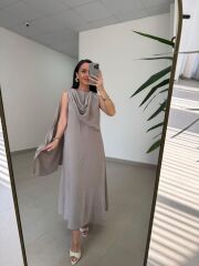 Fp 3419 Şal Yaka Liyosel Vizon Elbise
