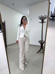Po 2653 Çift Fermuarlı Polo Yaka Krem Triko