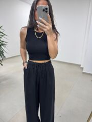 İv 51017 Pamuk Keten Siyah Pantolon