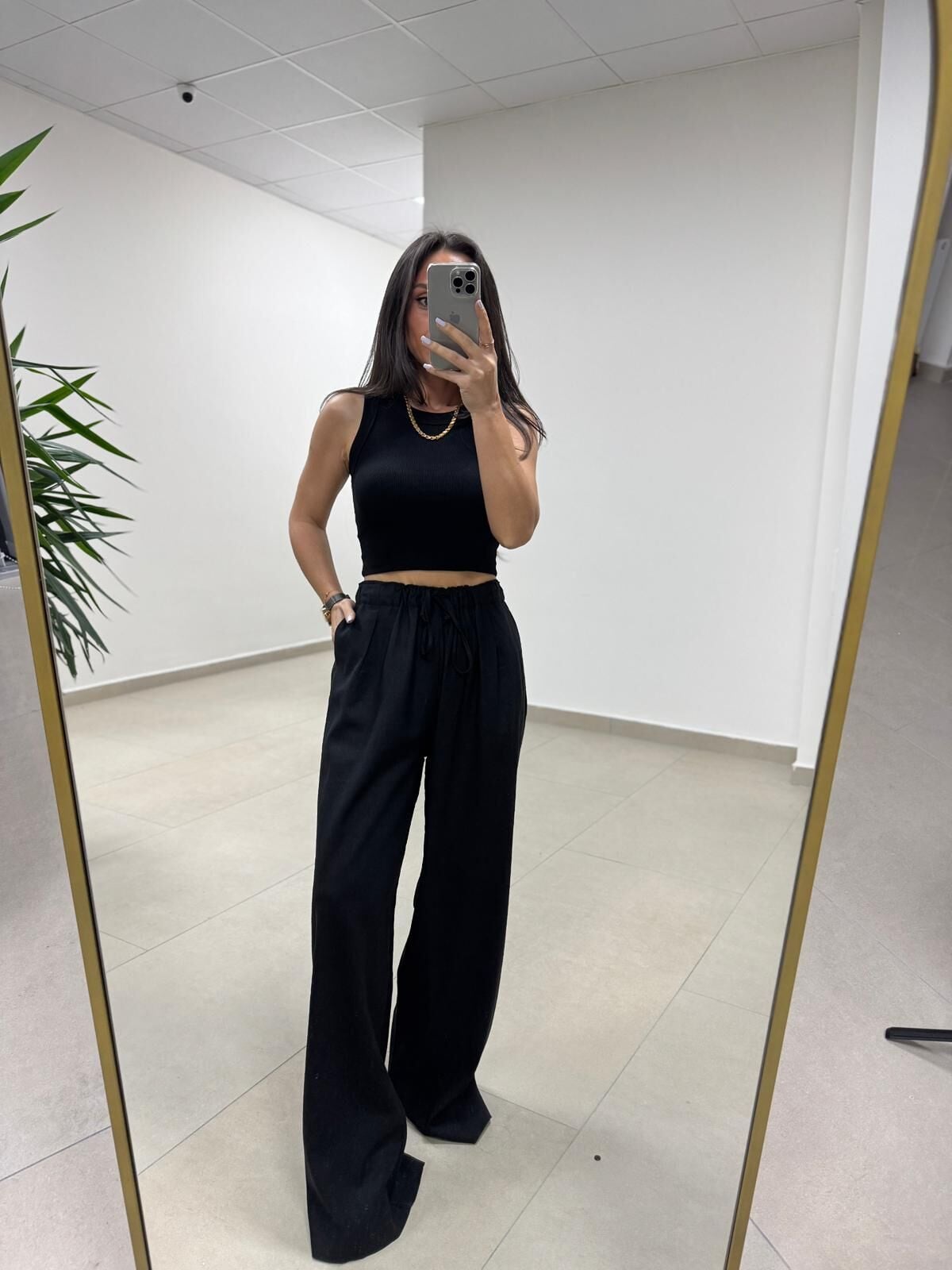 Fp 51017 Pamuk Keten Siyah Pantolon