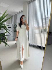 Cr 1005 Taş Kısa Kol Gömlek Elbise