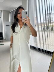 Cr 1005 Taş Kısa Kol Gömlek Elbise