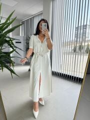 Cr 1005 Taş Kısa Kol Gömlek Elbise