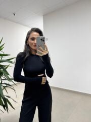 Ml 37271 Parmak Geçirmeli Siyah Bluz