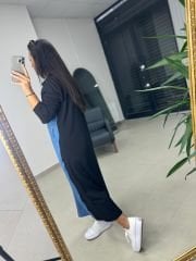 Dr 8132 Siyah Jean Detaylı Gömlek Elbise