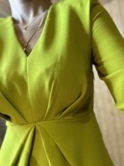 Fıstık yeşili crep elbise