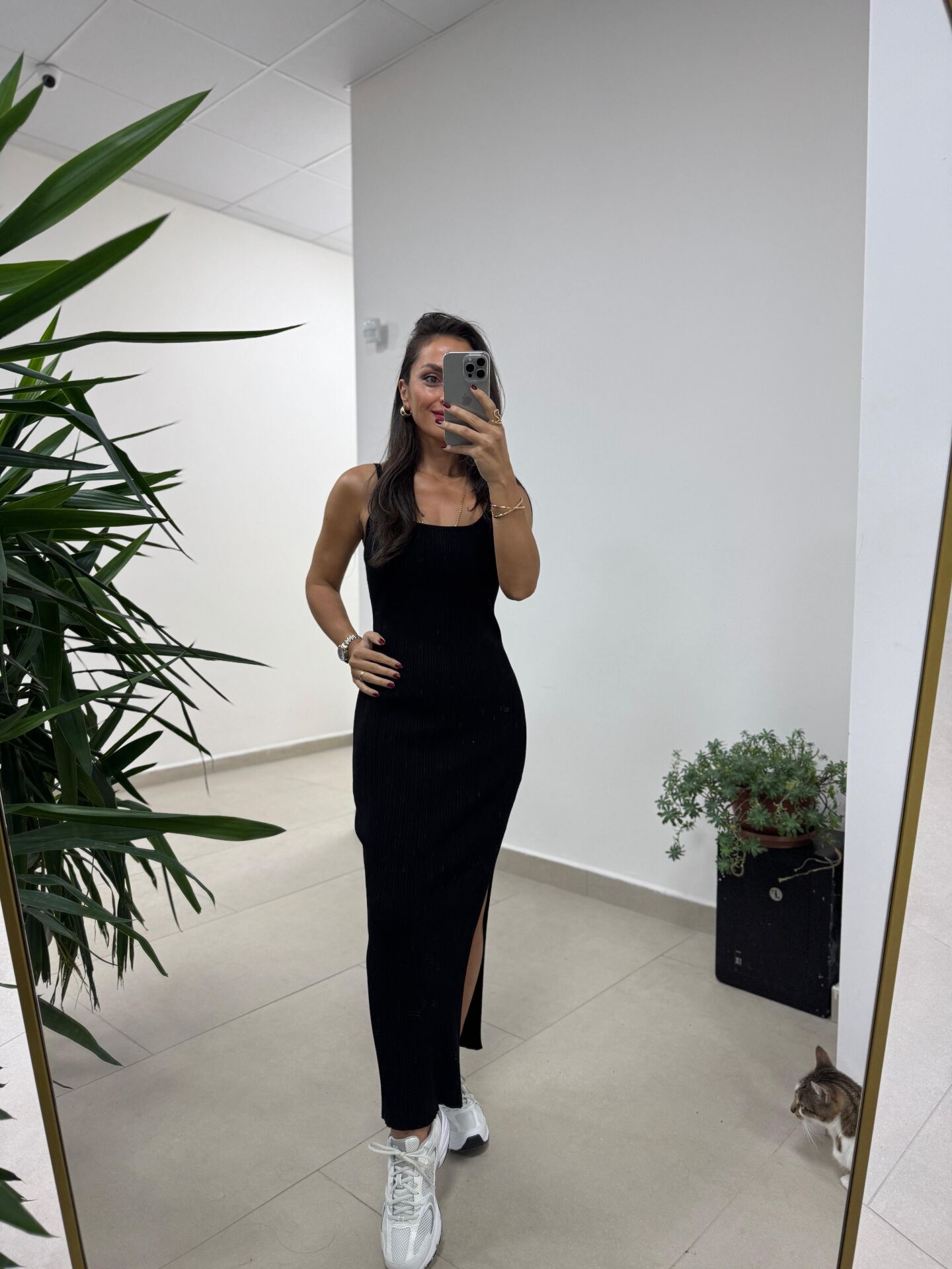 Dv 90139 Askılı Siyah Midi Fitilli Elbise