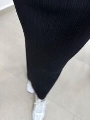 Dv 90139 Askılı Siyah Midi Fitilli Elbise
