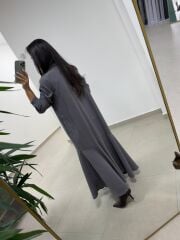 Dr 8545 Duman Etek Volanlı Gömlek Elbise