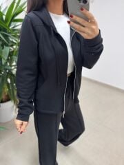 Ml 98512 Fermuarlı Çima Detaylı Siyah Takım