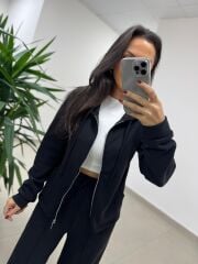 Ml 98512 Fermuarlı Çima Detaylı Siyah Takım