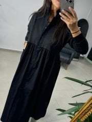 Dr 8103 Tasarım Hakim Yaka Sweat Poplin Elbise