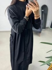 Dr 8103 Tasarım Hakim Yaka Sweat Poplin Elbise