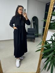 Dr 8103 Tasarım Hakim Yaka Sweat Poplin Elbise