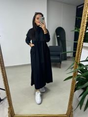 Dr 8103 Tasarım Hakim Yaka Sweat Poplin Elbise