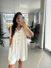 Bb 30077 Natürel  Pamuk Keten Tulum