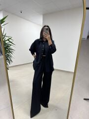 Fp 5000 Tensel Çizgili Siyah Gömlek