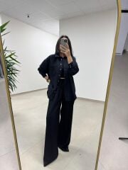 Fp 5000 Tensel Çizgili Siyah Gömlek