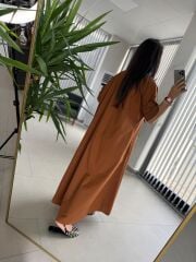 Dr 8260 Tarçın Kemerli Gömlek Elbise