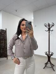 Po 2818 Biye Geçişli Açık Vizon Premium Hırka