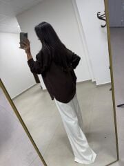 Fp 5000 Tensel Çizgili Kahve Gömlek