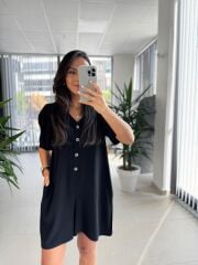 Bb 30077 Siyah Pamuk Keten Tulum