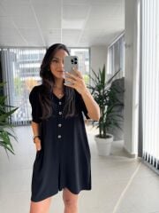 Bb 30077 Siyah Pamuk Keten Tulum