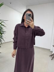 Fp 51153 Tensel İkili Mürdüm Gömlek Elbise Takım