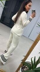 Krem Ceket Hırka Triko Takım